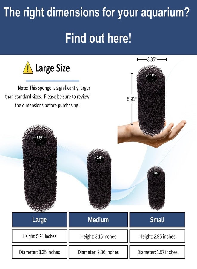 UNEAK 2-Pack Large Premium Pre Filter Sponge Aquarium Intake High-Porosity Foam Roll Fish Tank Shrimp Beta Baby Fish Replacement Foam Cover Filtration Freshwater Saltwater 5-20 Gallons Easy to Clean - Image 2